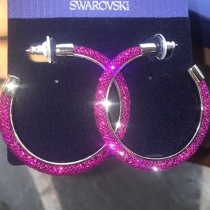Swarovski Crystal Fuchia Hoop Earrings